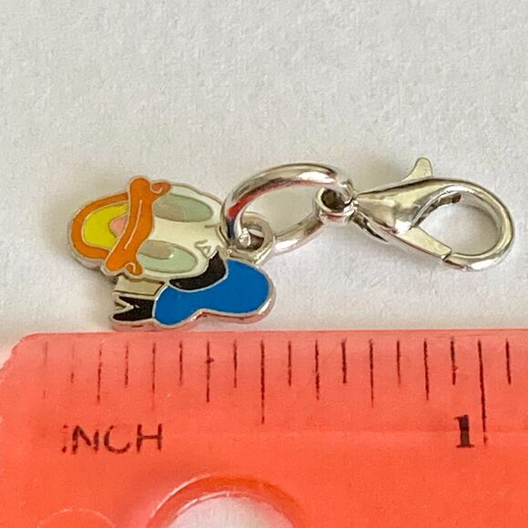 Vintage Disney Happy Donald Duck Clip On Charm Zipper Pull Bag Purse Signed Back - Picture 7 of 7